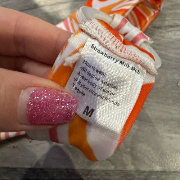 Strawberry Milk Mob Bikini 70s Swirl Print Two Piece Set Y2K Festival Swimwear m - Picture 5 of 6